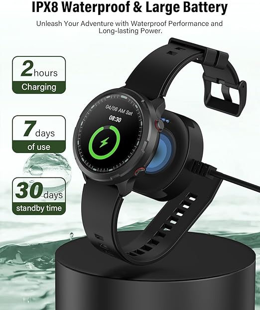 SOUYIE S47 1.32" Touch Screen GPS Smart Watch for Men Women